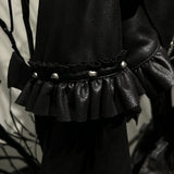 SSN V.05 TRIPLE-COLLAR SHORT LEATHER JACKET - BLACK