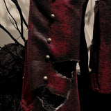 SSN V.05 SNAKE SKIN DENIM DISTRESSED FLARED PANTS - DARK RED（LIMITED EDITION)