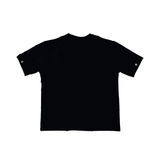 DISTRESSED EYELET PANEL T-SHIRT (BLACK)