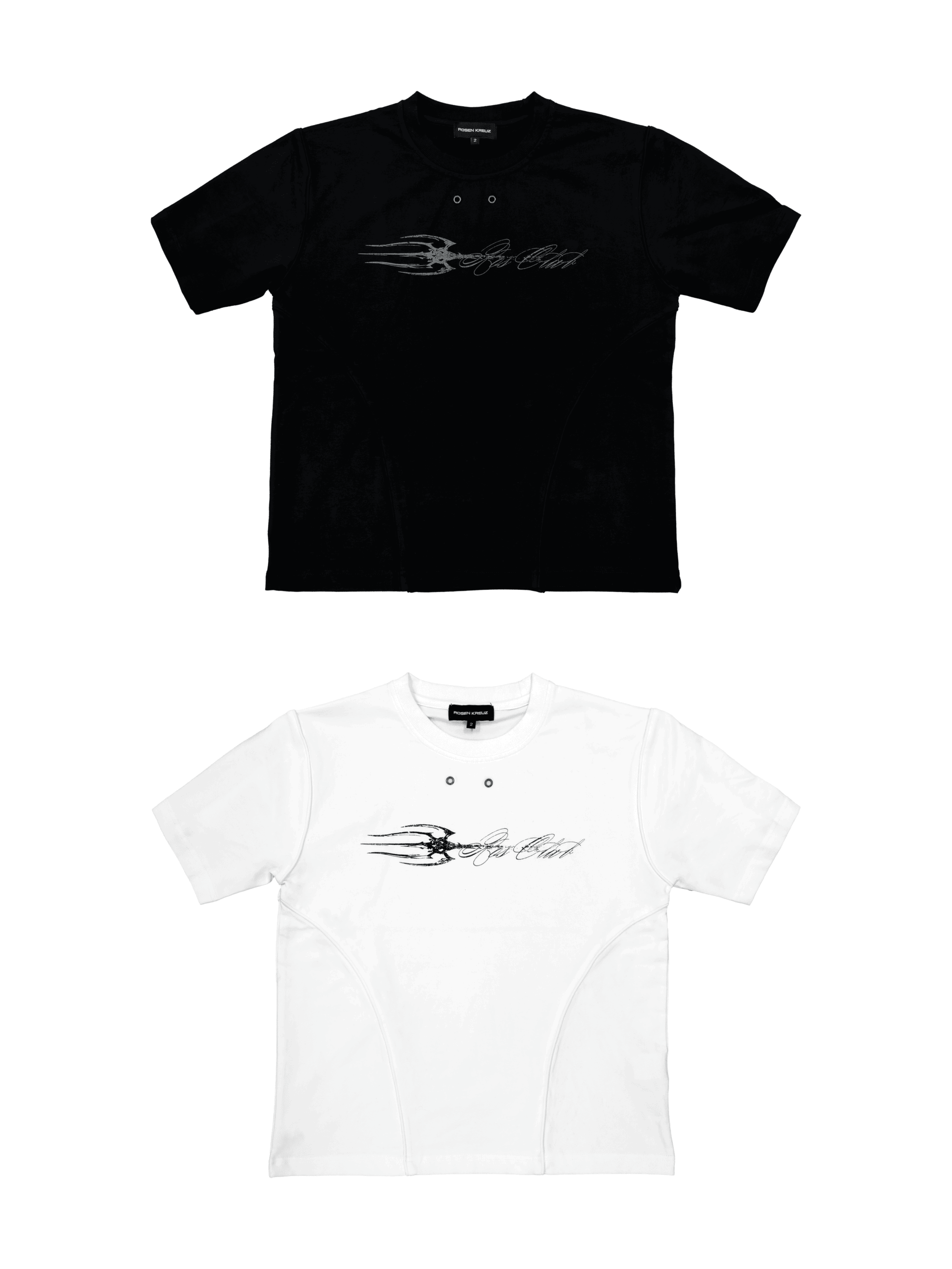 DISTRESSED EYELET PANEL T-SHIRT WHITE 1