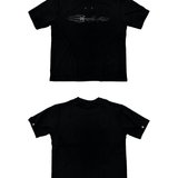 DISTRESSED EYELET PANEL T-SHIRT (BLACK)