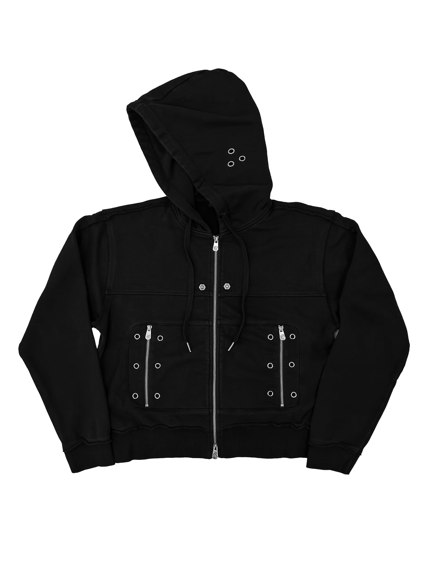 【ROSEN KREUZ】EYELET EDGE Set-Up ZIP-UP HOODIE (BLACK)