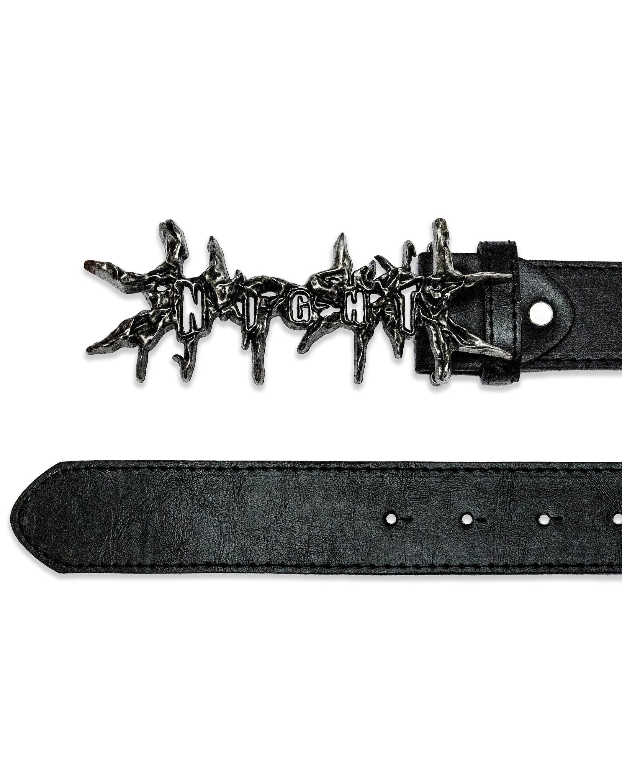 DARK RIFT METAL LEATHER BELT - BLACK