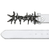 DARK RIFT METAL LEATHER BELT - WHITE