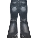 Destroyed Crush Double Line Washing Denim Pants