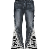 Destroyed Crush Double Line Washing Denim Pants