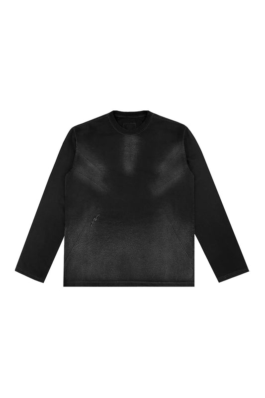【BLR BLUER】Rain Destroyed Gradation Bleached Long sleeve Black