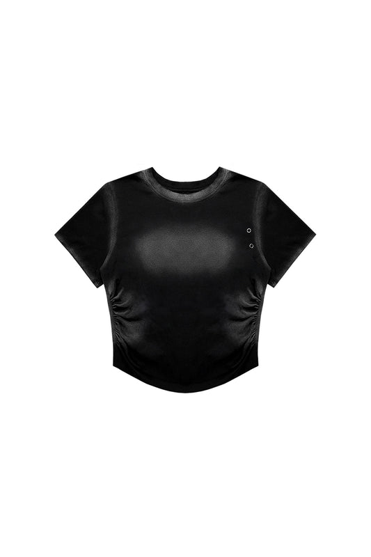 【BLR BLUER】Bleached Upper Chest Shirring T-shirts