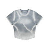 BLEACHED TRIANGLE GRADATION WASHING T-SHIRTS GREY