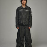 Dyed Multi-Pocket Nylon Parachute Pants