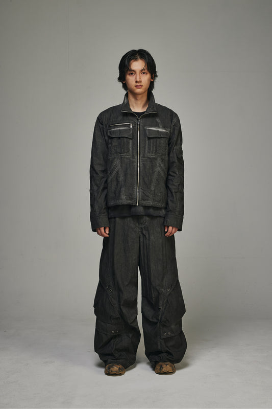 【BLR BLUER】Dyed Multi-Pocket Nylon Parachute Pants 