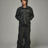 Dyed Multi-Pocket Nylon Parachute Pants