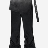 Dyed Eyelet Belt Skirt Shirring Pants