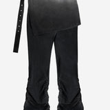 Dyed Eyelet Belt Skirt Shirring Pants
