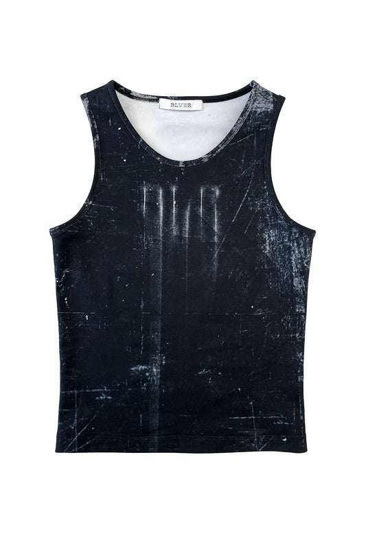 【BLR BLUER】BLR Printed Black Sleeveless