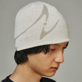 CURVED LOGO BEANIE WHITE