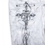 <LOST IN CASTLE> CURVED DENIM PANTS - POLLUTED WHITE