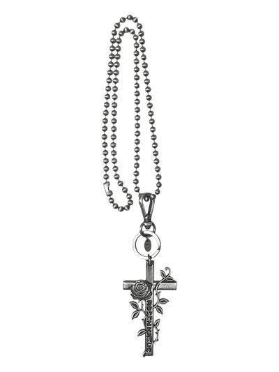 ETERNAL ROSE CROSS NECKLACE/KEY RING