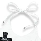 <LOST IN CASTLE> LEATHER HALTER TOP - WHITE