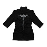 <LOST IN CASTLE> NAPOLEONIC HIGH NECK TOP - BLACK