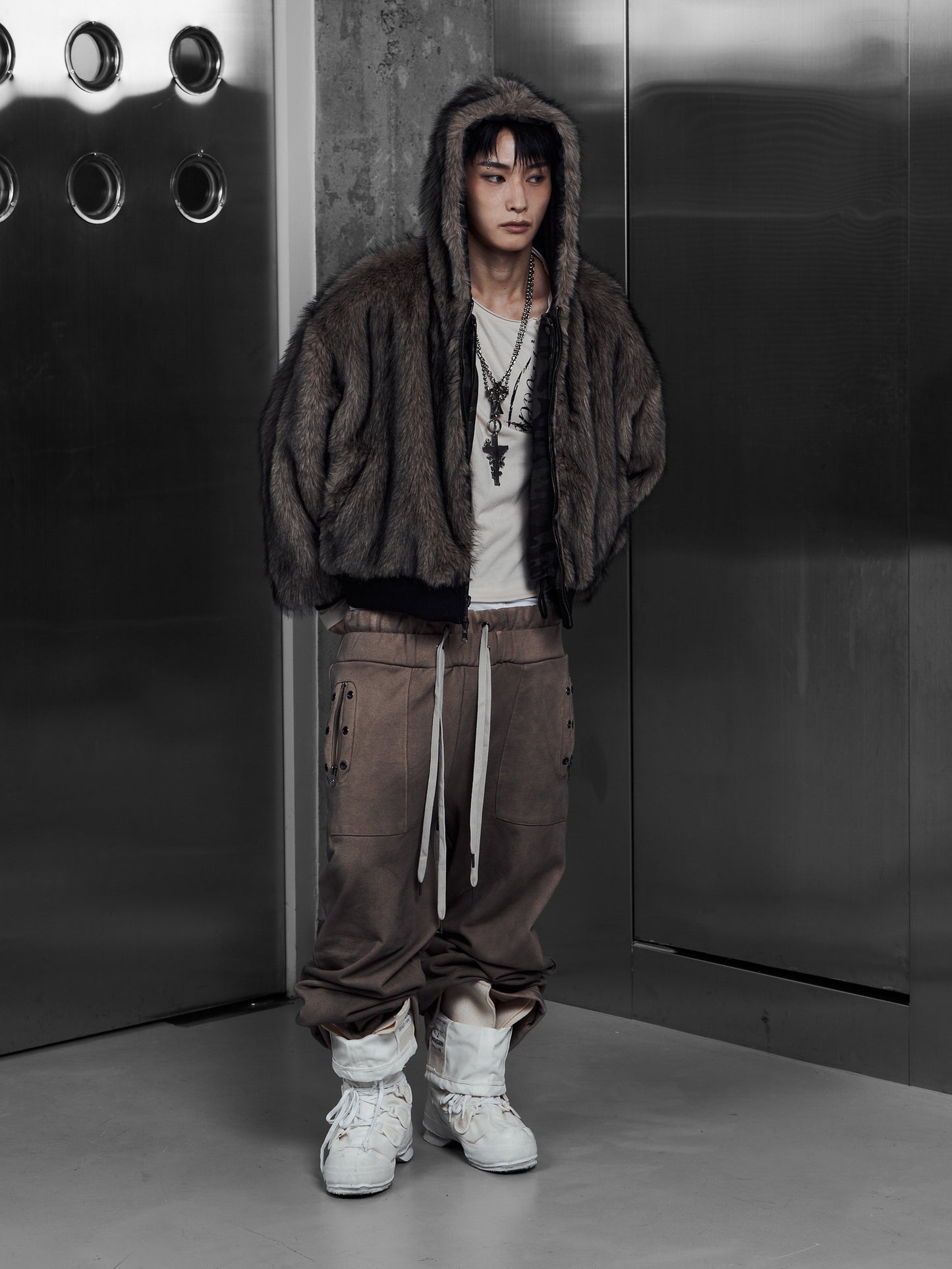 【ROSEN KREUZ】EYELET EDGE Set-Up LAYERED SWEAT PANTS (BEIGE)