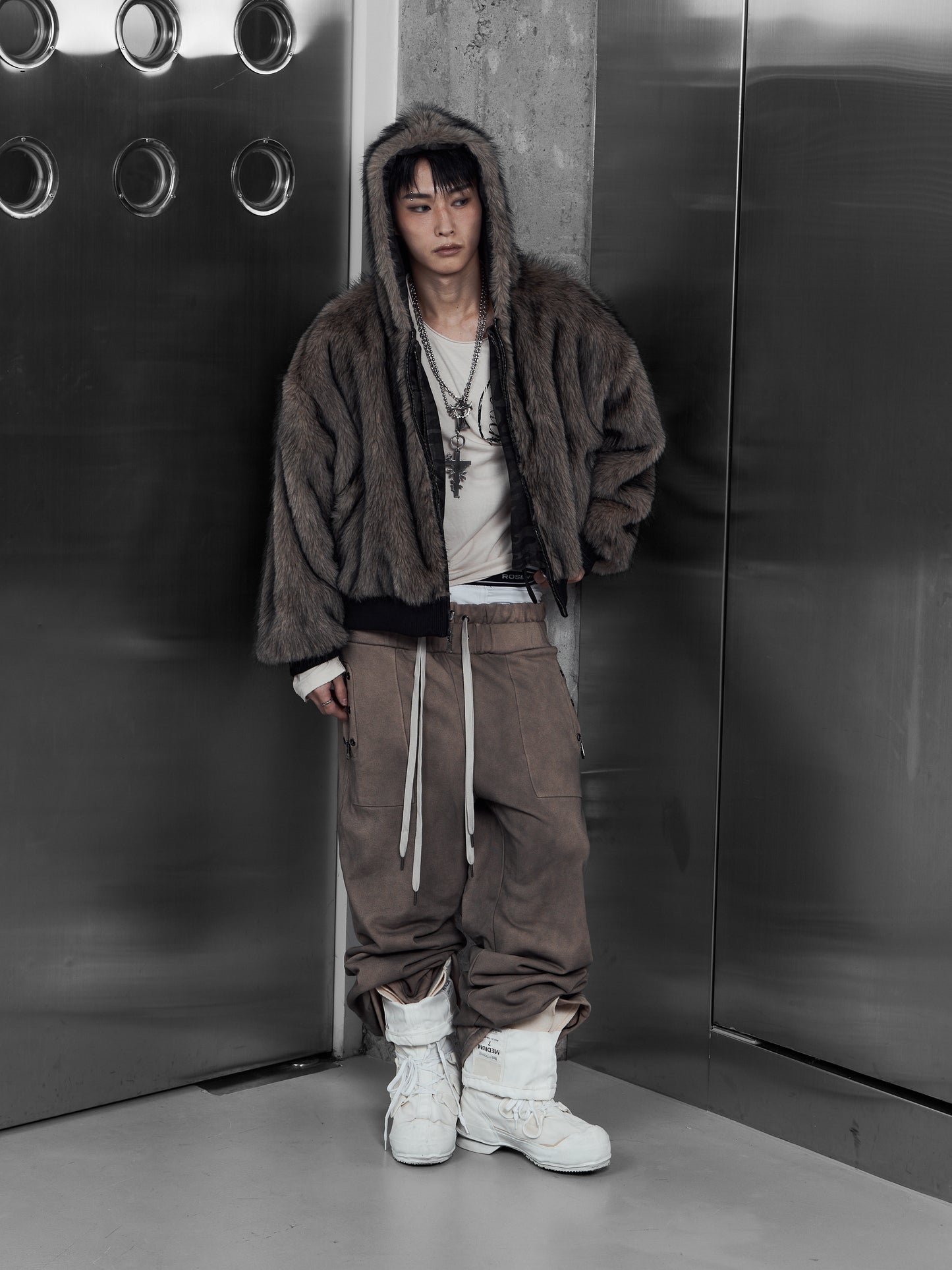 【ROSEN KREUZ】EYELET EDGE Set-Up LAYERED SWEAT PANTS (BEIGE)