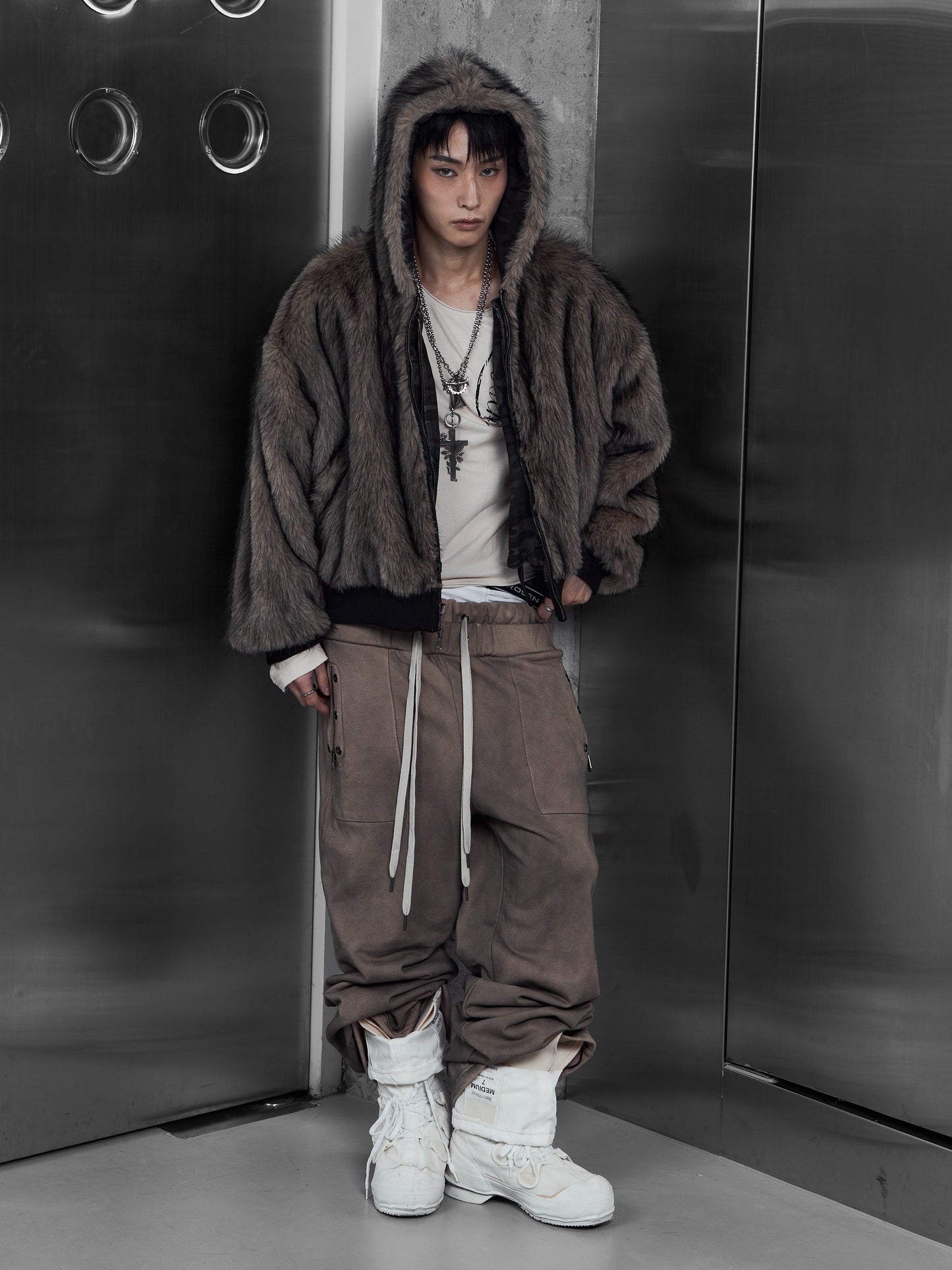【ROSEN KREUZ】EYELET EDGE Set-Up LAYERED SWEAT PANTS (BEIGE)