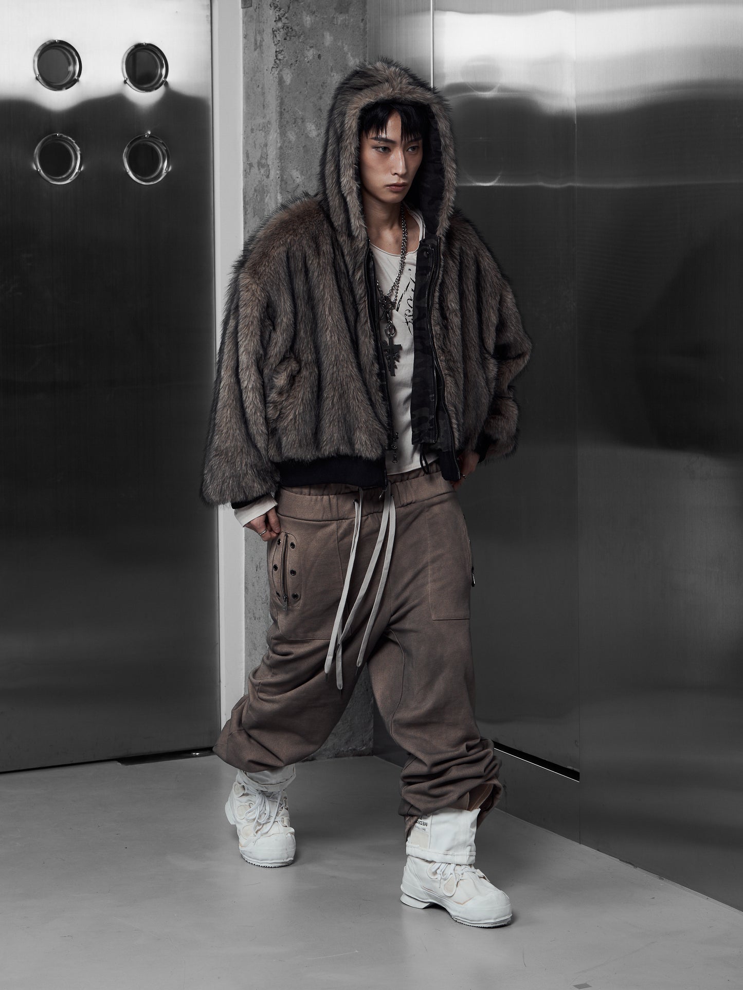 【ROSEN KREUZ】EYELET EDGE Set-Up LAYERED SWEAT PANTS (BEIGE)