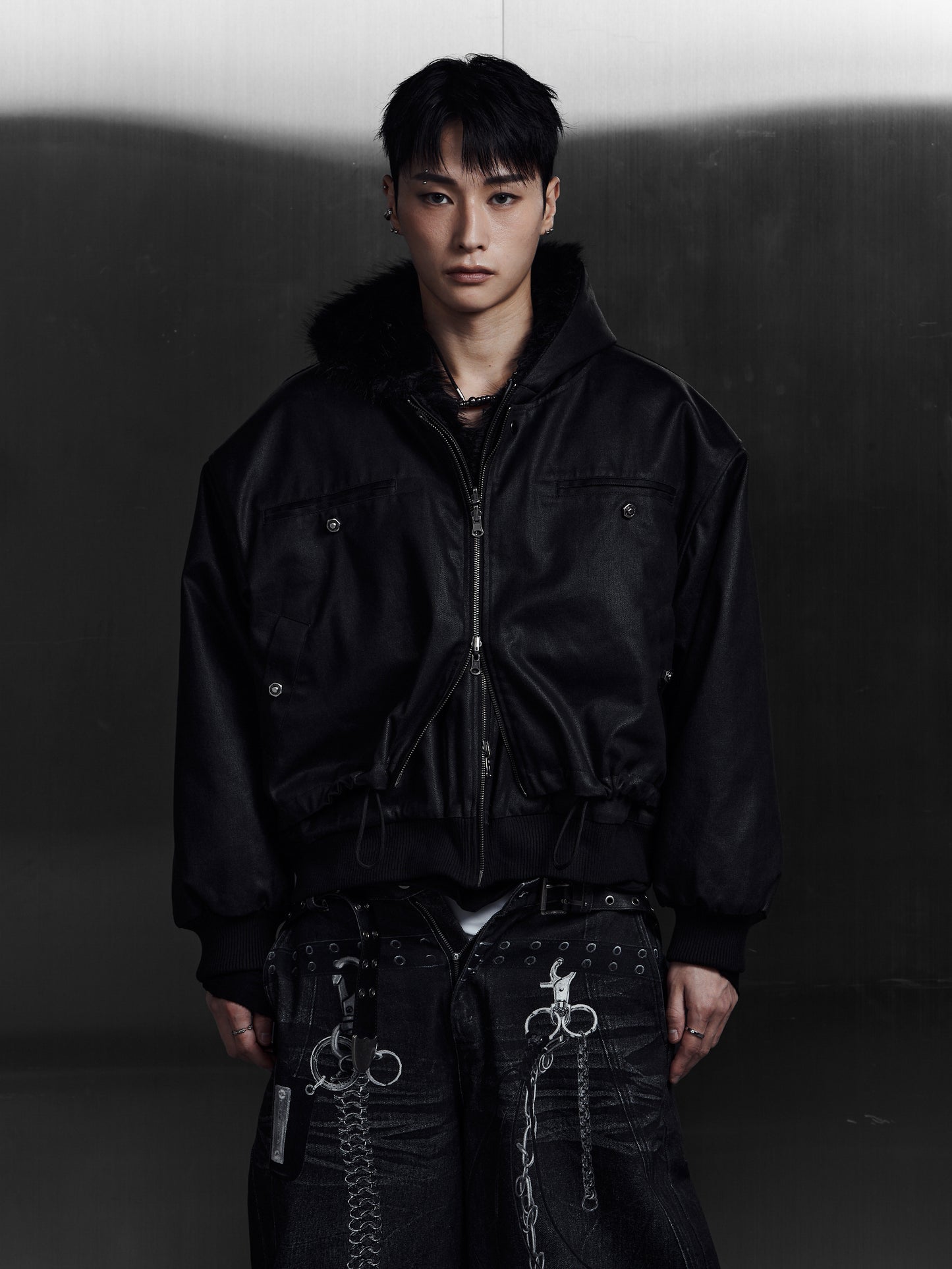 【ROSEN KREUZ】LAYERED REVERSIBLE FUR BLOUSON (BLACK)