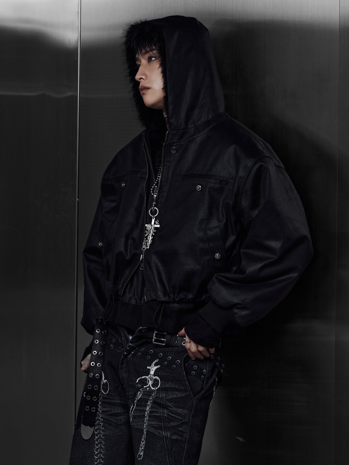 【ROSEN KREUZ】LAYERED REVERSIBLE FUR BLOUSON (BLACK)