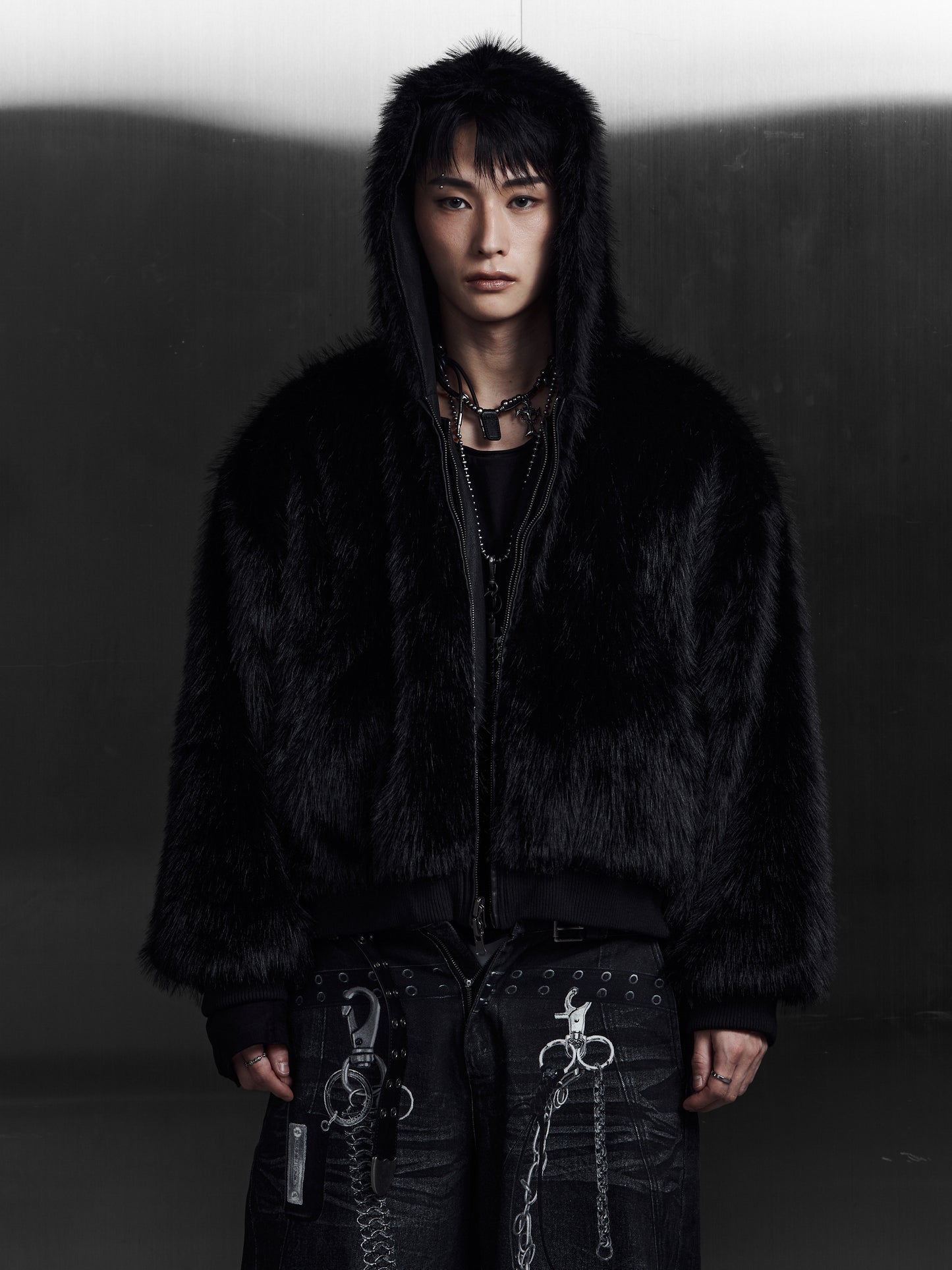 【ROSEN KREUZ】LAYERED REVERSIBLE FUR BLOUSON (BLACK)