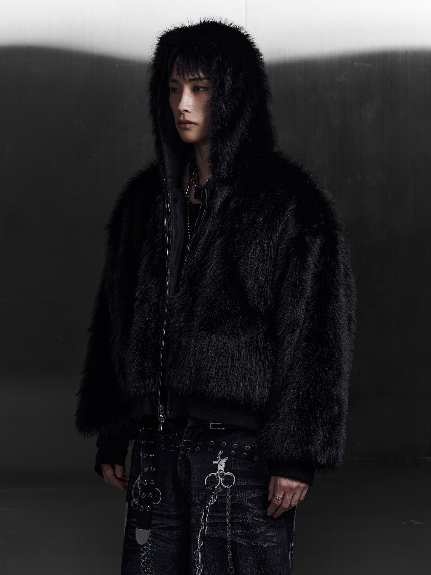 【ROSEN KREUZ】LAYERED REVERSIBLE FUR BLOUSON (BLACK)