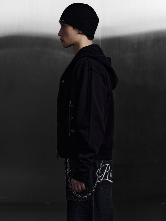 【ROSEN KREUZ】EYELET EDGE Set-Up ZIP-UP HOODIE (BLACK)