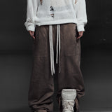 EYELET EDGE Set-Up LAYERED SWEAT PANTS （BEIGE)