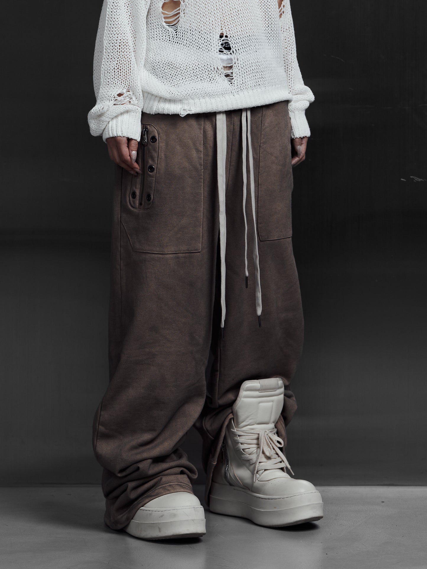 【ROSEN KREUZ】EYELET EDGE Set-Up LAYERED SWEAT PANTS (BEIGE)