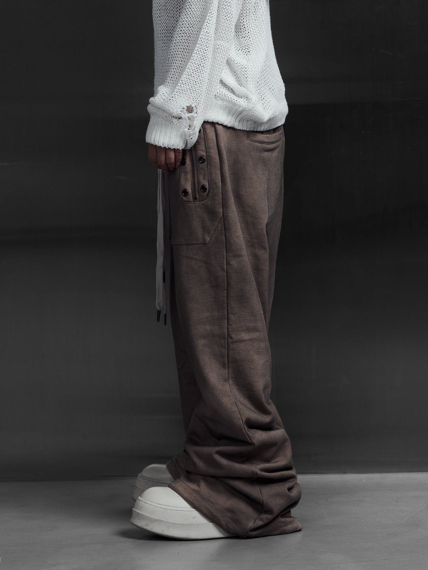 【ROSEN KREUZ】EYELET EDGE Set-Up LAYERED SWEAT PANTS (BEIGE)