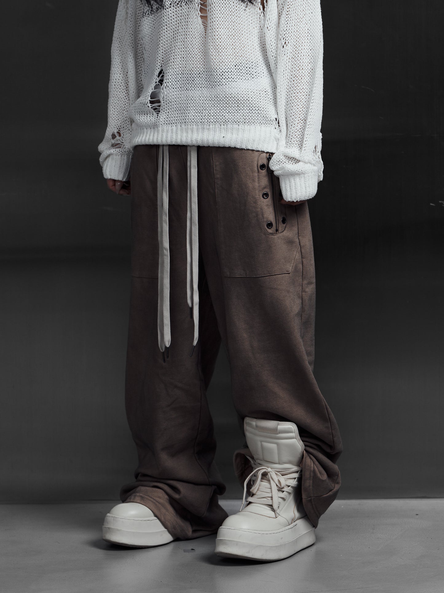 【ROSEN KREUZ】EYELET EDGE Set-Up LAYERED SWEAT PANTS (BEIGE)