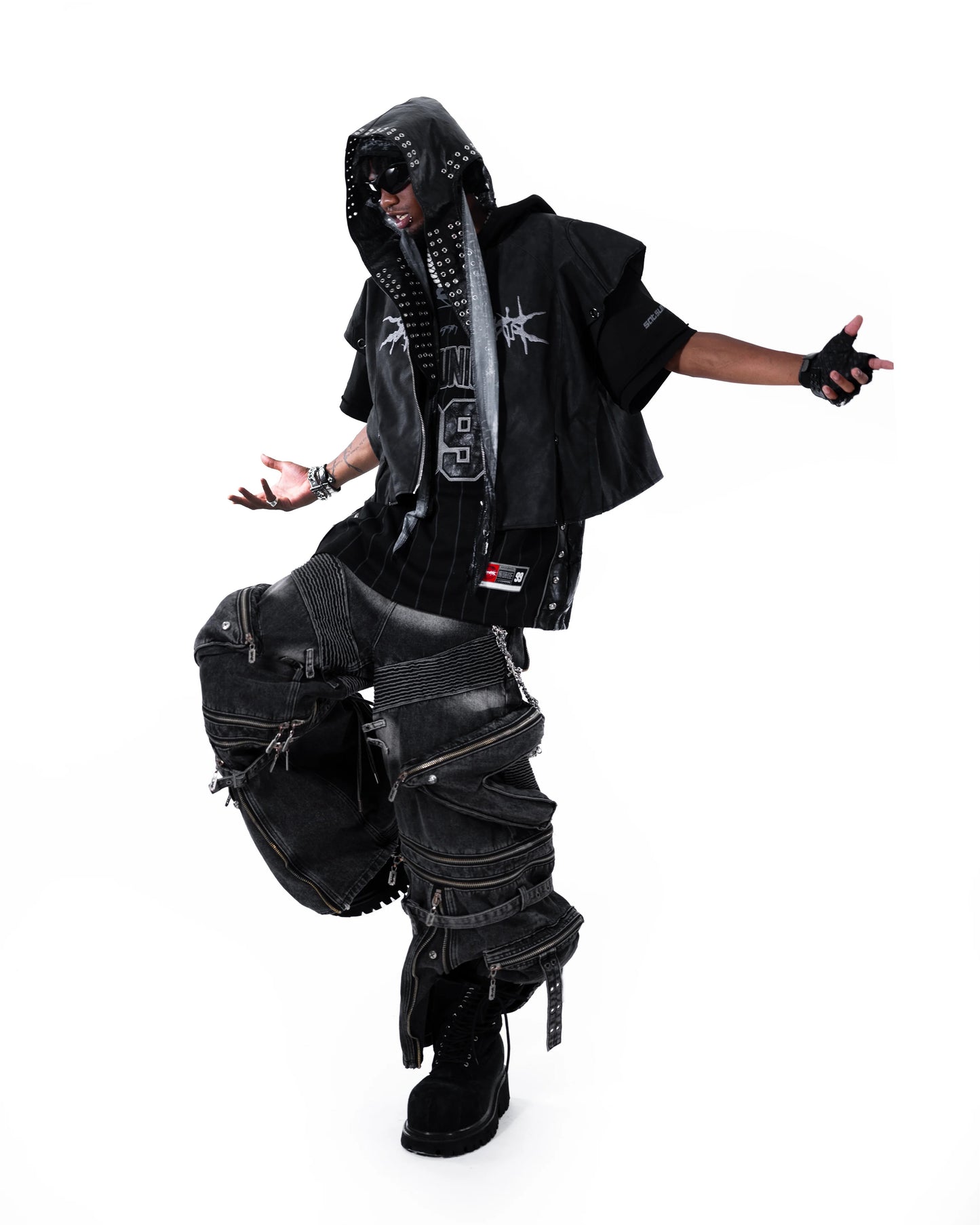 【SATSUN NIGHT】KURO DOUBLE-LAYER BASKETBALL JERSEY - BLACK