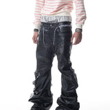 【CH2】</2 BLACK WAXED FLARE JEANS