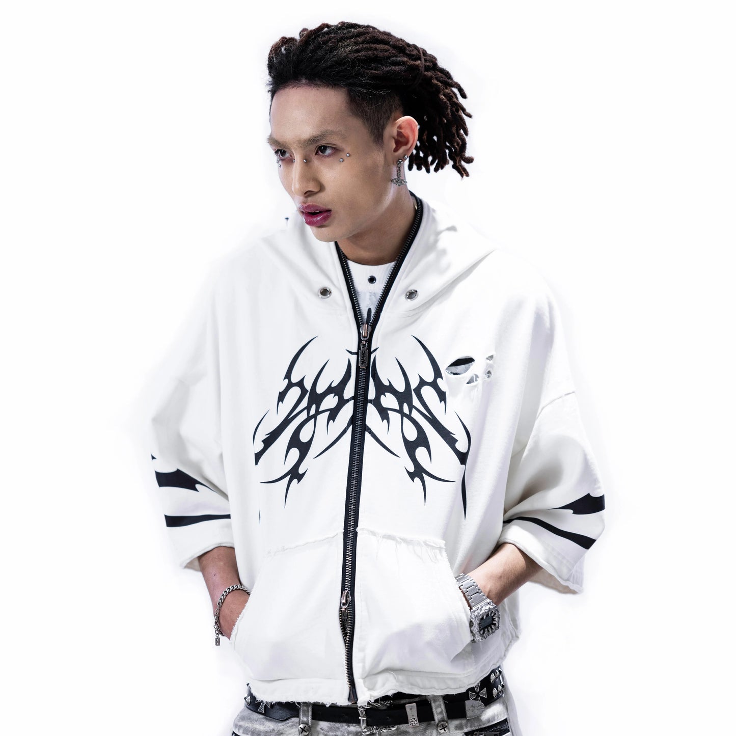 【SATSUN NIGHT】<IT's N0T BLACK & WHITE> - SHORT JACKET - WHITE