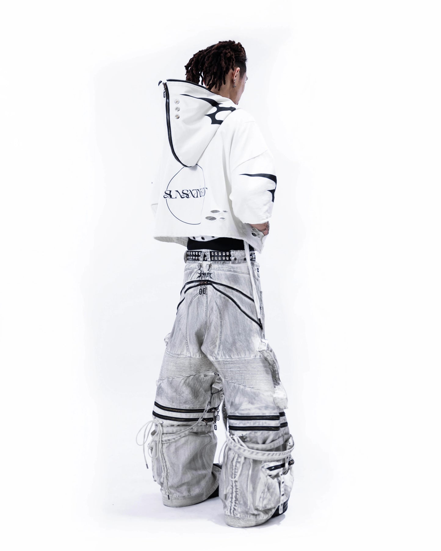【SATSUN NIGHT】<IT's N0T BLACK & WHITE> HEAVY-DUTY DENIM PANTS - POLLUTED WHITE