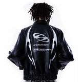 <IT's N0T BLACK & WHITE> LEATHER JACKET - BLACK