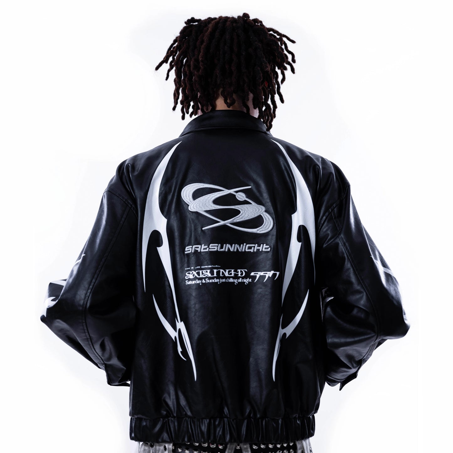 【SATSUN NIGHT】<it n0t black white> LEATHER JACKET - BLACK</it>