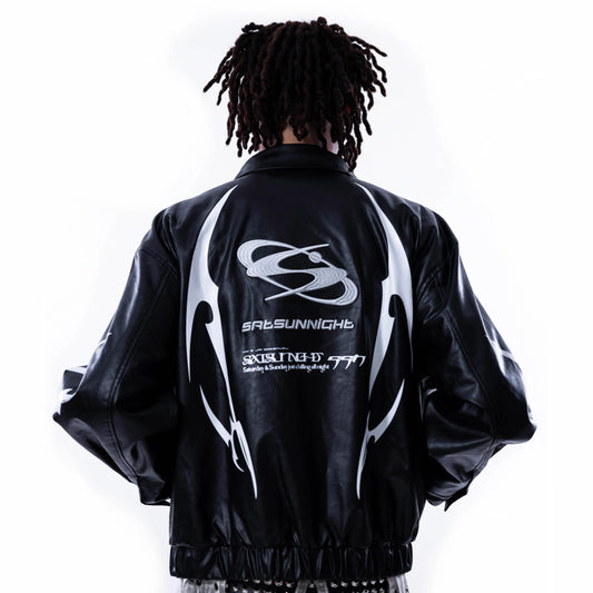 【SATSUN NIGHT】<IT's N0T BLACK & WHITE> LEATHER JACKET - BLACK