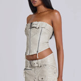 Axel Faux Leather Corset Top