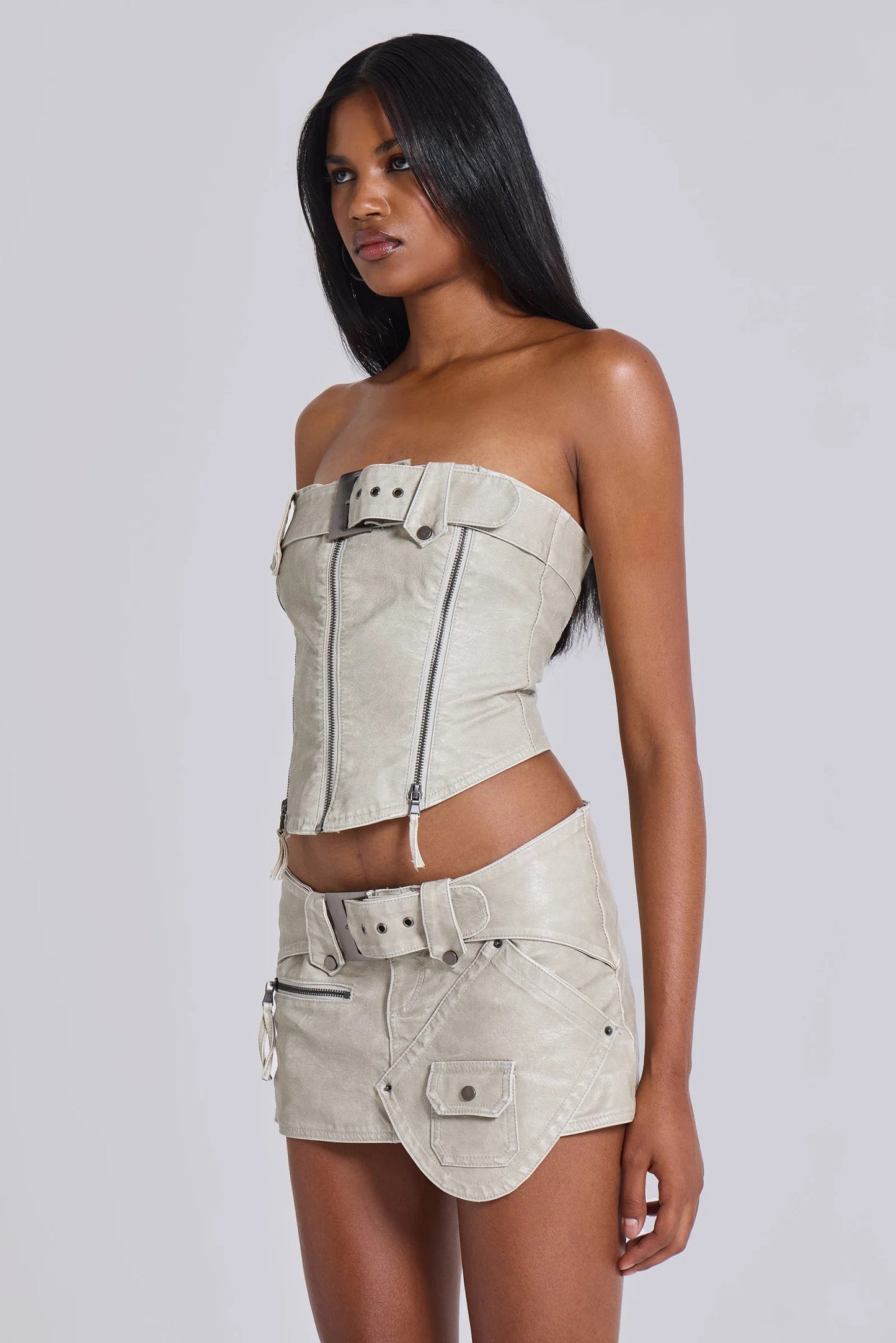 Axel Faux Leather Corset Top