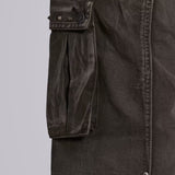 Faded Khaki Cargo Studded Drawstring Multi-Pocket Jeans