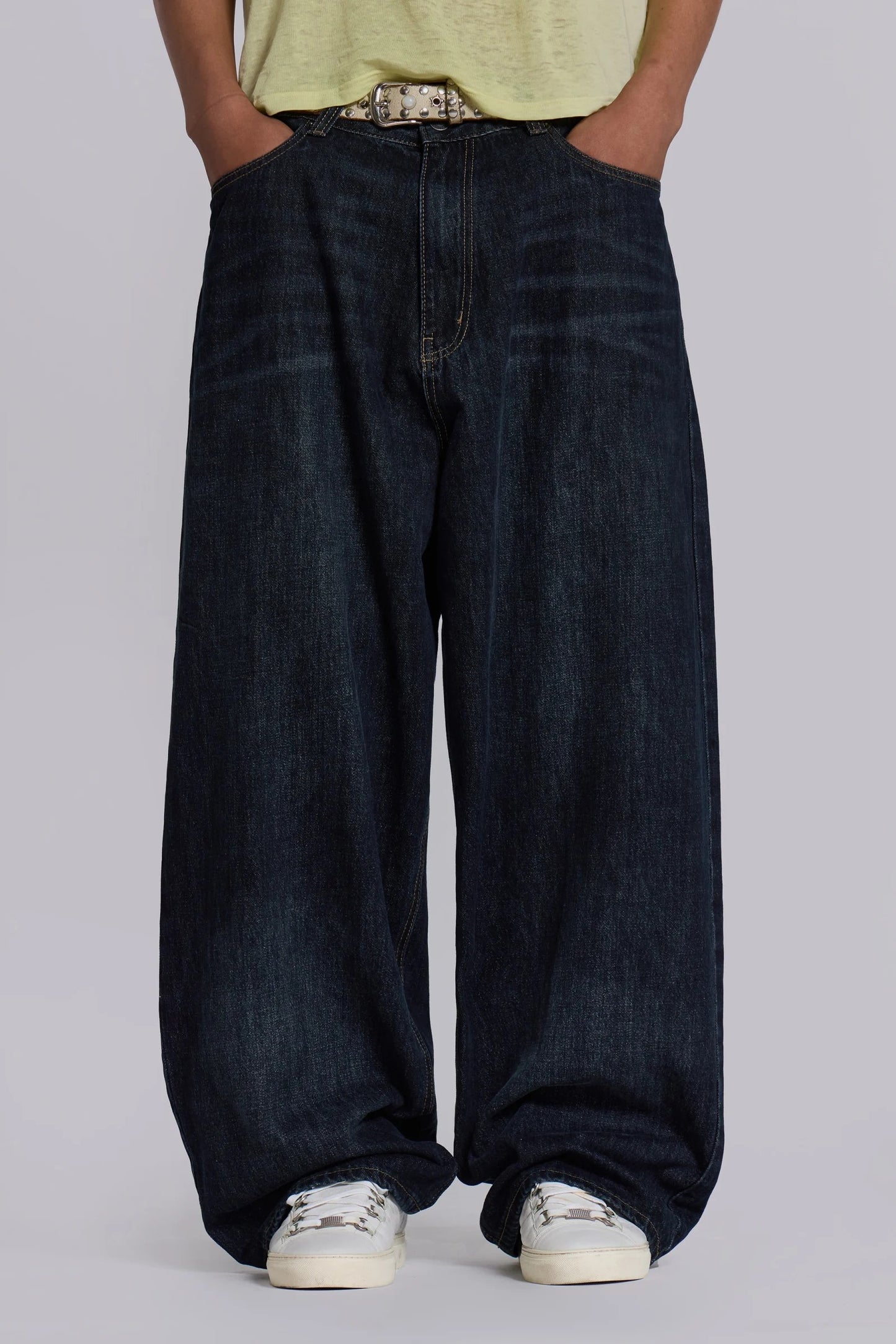 Colorful Letter Slogan Oversized Dark Jeans
