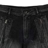【BLR BLUER】Curved Tanker Washed Denim Pants