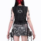 【SATSUN NIGHT】<DEVIL^ANGEL FRIENDSHIP>  GRUNGE TANK - GERY